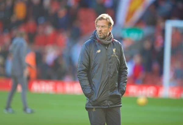 LIVERPOOL, ENGLAND - Saturday, October 27, 2018: Liverpool's manager Jürgen Klopp before the FA Premier League match between Liverpool FC and Cardiff City FC at Anfield. (Pic by David Rawcliffe/Propaganda)