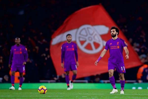 LONDON, ENGLAND - Saturday, November 3, 2018: Liverpool's Mohamed Salah during the FA Premier League match between Arsenal FC and Liverpool FC at Emirates Stadium. (Pic by David Rawcliffe/Propaganda)