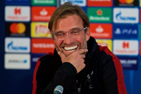 BELGRADE, SERBIA - Monday, November 5, 2018: Liverpool's manager Jürgen Klopp during a press conference ahead of the UEFA Champions League Group C match between FK Crvena zvezda (Red Star Belgrade) and Liverpool FC at Stadion Rajko Miti?. (Pic by David Rawcliffe/Propaganda)