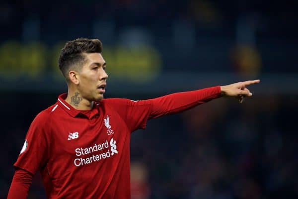 WATFORD, ENGLAND - Saturday, November 24, 2018: Liverpool's Roberto Firmino during the FA Premier League match between Watford FC and Liverpool FC at Vicarage Road. (Pic by David Rawcliffe/Propaganda)