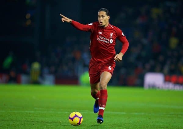 WATFORD, ENGLAND - Saturday, November 24, 2018: Liverpool's Virgil van Dijk during the FA Premier League match between Watford FC and Liverpool FC at Vicarage Road. (Pic by David Rawcliffe/Propaganda)