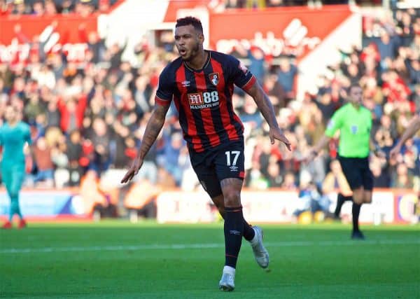 BOURNEMOUTH, ENGLAND - Sunday, November 25, 2018: AFC Bournemouth's Joshua King celebrates scoring the equalising first goal during the FA Premier League match between AFC Bournemouth and Arsenal FC at the Vitality Stadium. (Pic by David Rawcliffe/Propaganda)