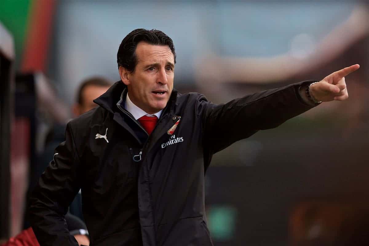 BOURNEMOUTH, ENGLAND - Sunday, November 25, 2018: Arsenal's manager Unai Emery reacts during the FA Premier League match between AFC Bournemouth and Arsenal FC at the Vitality Stadium. (Pic by David Rawcliffe/Propaganda)