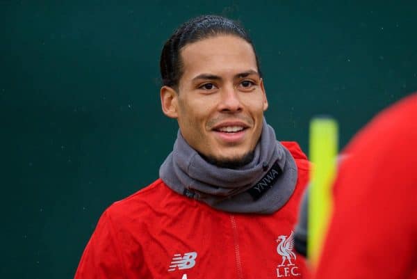 LIVERPOOL, ENGLAND - Tuesday, November 27, 2018: Liverpool's Virgil van Dijk during a training session at Melwood ahead of the UEFA Champions League Group C match between Paris Saint-Germain and Liverpool FC. (Pic by David Rawcliffe/Propaganda)