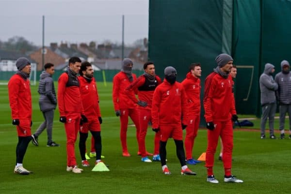 LIVERPOOL, ENGLAND - Tuesday, November 27, 2018: Liverpool players during a training session at Melwood ahead of the UEFA Champions League Group C match between Paris Saint-Germain and Liverpool FC. (Pic by David Rawcliffe/Propaganda)