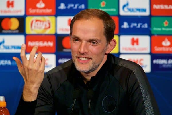 PARIS, FRANCE - Tuesday, November 27, 2018: Paris Saint-Germain's head coach Thomas Tuchel during a press conference at Parc des Princes ahead of the UEFA Champions League Group C match between Paris Saint-Germain and Liverpool FC. (Pic by David Rawcliffe/Propaganda)