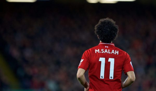 LIVERPOOL, ENGLAND - Sunday, December 2, 2018: Liverpool's Mohamed Salah during the FA Premier League match between Liverpool FC and Everton FC at Anfield, the 232nd Merseyside Derby. (Pic by Paul Greenwood/Propaganda)