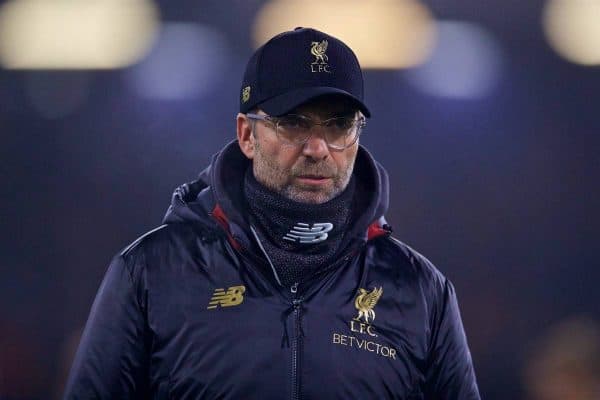 BURNLEY, ENGLAND - Wednesday, December 5, 2018: Liverpool's manager J¸rgen Klopp before the FA Premier League match between Burnley FC and Liverpool FC at Turf Moor. (Pic by David Rawcliffe/Propaganda)