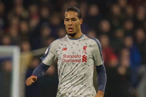 BURNLEY, ENGLAND - Wednesday, December 5, 2018: Liverpool's Virgil van Dijk during the FA Premier League match between Burnley FC and Liverpool FC at Turf Moor. (Pic by David Rawcliffe/Propaganda)