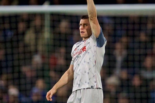 BURNLEY, ENGLAND - Wednesday, December 5, 2018: Liverpool's captain James Milner celebrates scoring the first equalising goal during the FA Premier League match between Burnley FC and Liverpool FC at Turf Moor. (Pic by David Rawcliffe/Propaganda)