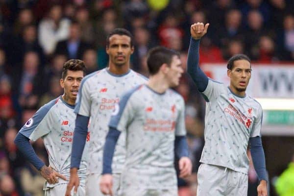 BOURNEMOUTH, ENGLAND - Saturday, December 8, 2018: Liverpool's Virgil van Dijk (R) during the FA Premier League match between AFC Bournemouth and Liverpool FC at the Vitality Stadium. (Pic by David Rawcliffe/Propaganda)