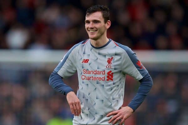 BOURNEMOUTH, ENGLAND - Saturday, December 8, 2018: Liverpool's Andy Robertson during the FA Premier League match between AFC Bournemouth and Liverpool FC at the Vitality Stadium. (Pic by David Rawcliffe/Propaganda)