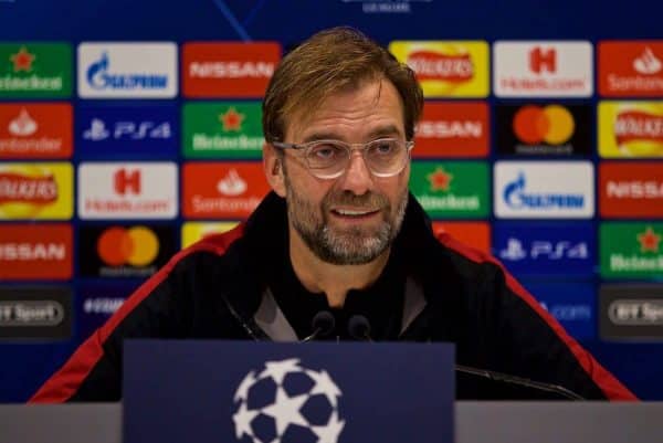 LIVERPOOL, ENGLAND - Monday, December 10, 2018: Liverpool's manager J¸rgen Klopp during a press conference ahead of the UEFA Champions League Group C match between Liverpool FC and SSC Napoli at Anfield. (Pic by David Rawcliffe/Propaganda)