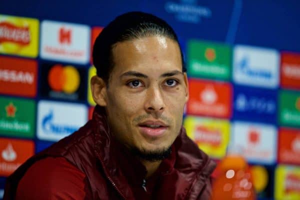 LIVERPOOL, ENGLAND - Monday, December 10, 2018: Liverpool's Virgil van Dijk during a press conference ahead of the UEFA Champions League Group C match between Liverpool FC and SSC Napoli at Anfield. (Pic by David Rawcliffe/Propaganda)