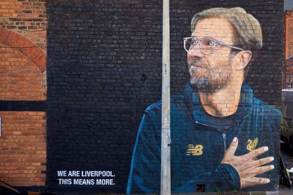 LIVERPOOL, ENGLAND - Monday, December 10, 2018: A street art mural of Liverpool Football Club's Germany manager J¸rgen Klopp, by artist Akse P19, painted on the side of a building in the Baltic Triangle area of Liverpool. (Pic by David Rawcliffe/Propaganda)