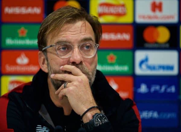LIVERPOOL, ENGLAND - Monday, December 10, 2018: Liverpool's manager Jürgen Klopp during a press conference ahead of the UEFA Champions League Group C match between Liverpool FC and SSC Napoli at Anfield. (Pic by David Rawcliffe/Propaganda)