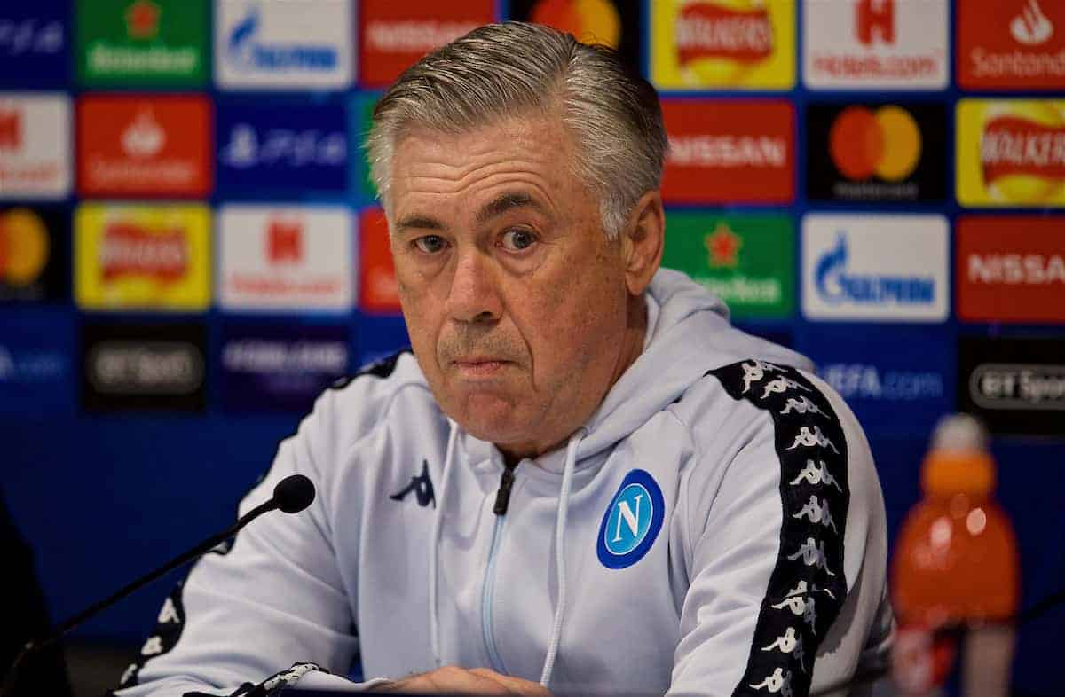 LIVERPOOL, ENGLAND - Monday, December 10, 2018: SSC Napoli's Napoli's head coach Carlo Ancelotti during a press conference ahead of the UEFA Champions League Group C match between Liverpool FC and SSC Napoli at Anfield. (Pic by David Rawcliffe/Propaganda)