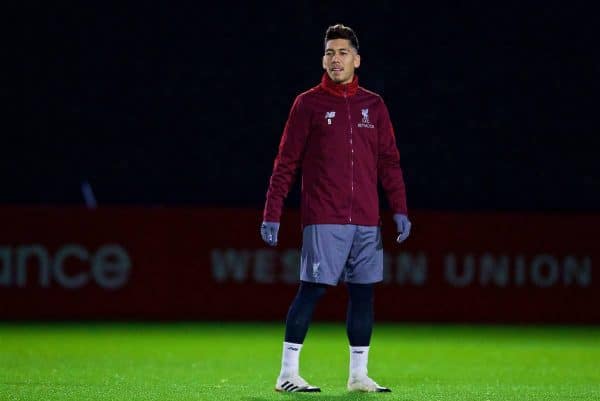 LIVERPOOL, ENGLAND - Monday, December 10, 2018: Liverpool's Roberto Firmino during a training session at Melwood Training Ground ahead of the UEFA Champions League Group C match between Liverpool FC and SSC Napoli. (Pic by David Rawcliffe/Propaganda)