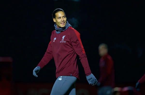 LIVERPOOL, ENGLAND - Monday, December 10, 2018: Liverpool's Virgil van Dijk during a training session at Melwood Training Ground ahead of the UEFA Champions League Group C match between Liverpool FC and SSC Napoli. (Pic by David Rawcliffe/Propaganda)