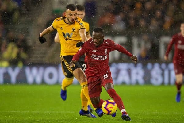 WOLVERHAMPTON, ENGLAND - Friday, December 21, 2018: Liverpool's Naby Keita during the FA Premier League match between Wolverhampton Wanderers FC and Liverpool FC at Molineux Stadium. (Pic by David Rawcliffe/Propaganda)