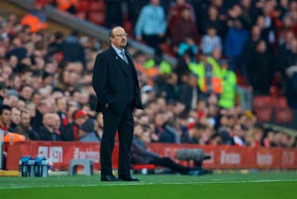 LIVERPOOL, ENGLAND - Boxing Day, Wednesday, December 26, 2018: Newcastle United's manager Rafael Benitez during the FA Premier League match between Liverpool FC and Newcastle United FC at Anfield. (Pic by David Rawcliffe/Propaganda)