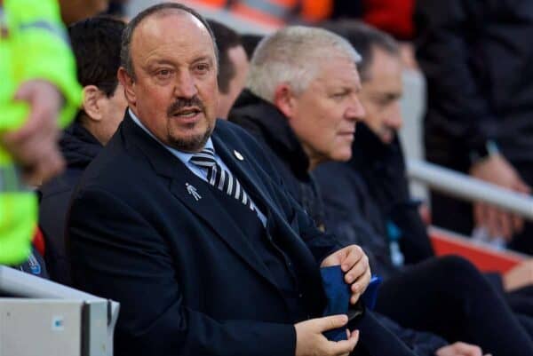 LIVERPOOL, ENGLAND - Boxing Day, Wednesday, December 26, 2018: Newcastle United's manager Rafael Benitez during the FA Premier League match between Liverpool FC and Newcastle United FC at Anfield. (Pic by David Rawcliffe/Propaganda)