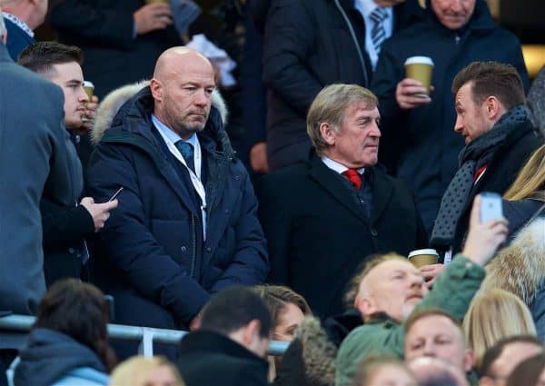 LIVERPOOL, ENGLAND - Boxing Day, Wednesday, December 26, 2018: Liverpool's non-executive director Kenny Dalglish and former Newcastle United player Alan Shearer during the FA Premier League match between Liverpool FC and Newcastle United FC at Anfield. (Pic by David Rawcliffe/Propaganda)