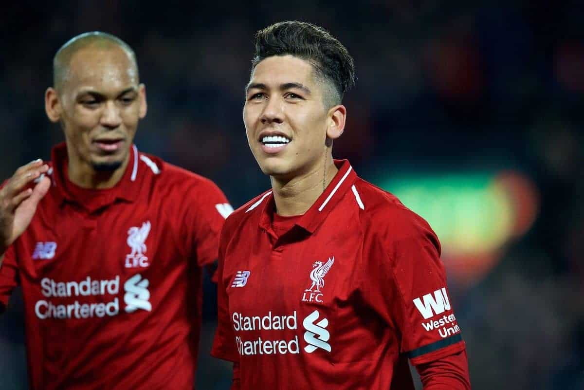 LIVERPOOL, ENGLAND - Saturday, December 29, 2018: Liverpool's Roberto Firmino during the FA Premier League match between Liverpool FC and Arsenal FC at Anfield. (Pic by David Rawcliffe/Propaganda)