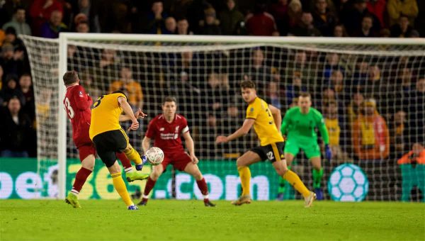 WOLVERHAMPTON, ENGLAND - Monday, January 7, 2019: Wolverhampton Wanderers' Rúben Neves scores the second goal during the FA Cup 3rd Round match between Wolverhampton Wanderers FC and Liverpool FC at Molineux Stadium. (Pic by David Rawcliffe/Propaganda)