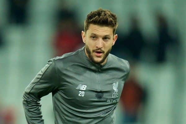 LONDON, ENGLAND - Monday, February 4, 2019: Liverpool's Adam Lallana during the pre-match warm-up before the FA Premier League match between West Ham United FC and Liverpool FC at the London Stadium. (Pic by David Rawcliffe/Propaganda)