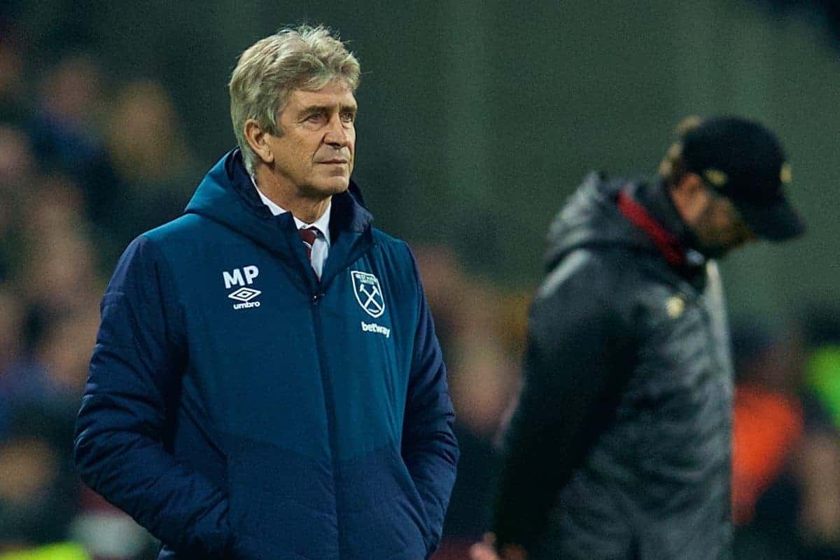 LONDON, ENGLAND - Monday, February 4, 2019: West Ham United's manager Manuel Pellegrini during the FA Premier League match between West Ham United FC and Liverpool FC at the London Stadium. (Pic by David Rawcliffe/Propaganda)