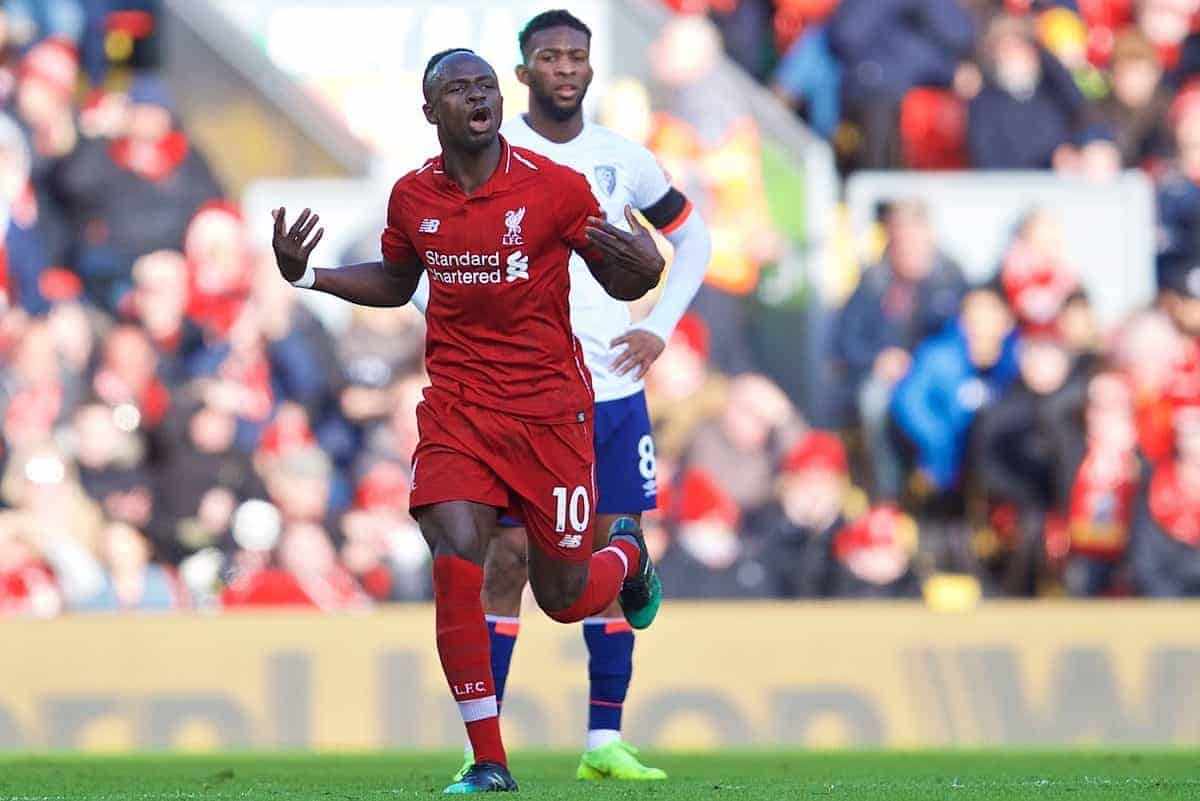 LIVERPOOL, ENGLAND - Saturday, February 9, 2019: Liverpool's Sadio Mane during the FA Premier League match between Liverpool FC and AFC Bournemouth at Anfield. (Pic by David Rawcliffe/Propaganda)