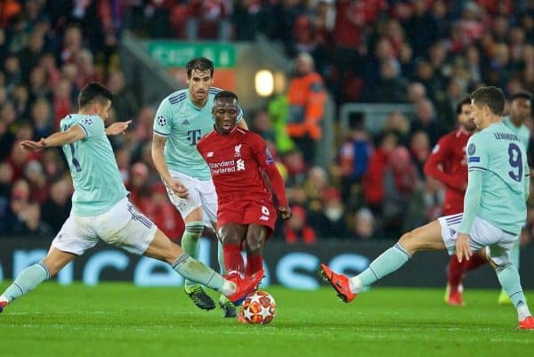 LIVERPOOL, ENGLAND - Tuesday, February 19, 2019: Liverpool's Naby Keita during the UEFA Champions League Round of 16 1st Leg match between Liverpool FC and FC Bayern M¸nchen at Anfield. (Pic by David Rawcliffe/Propaganda)