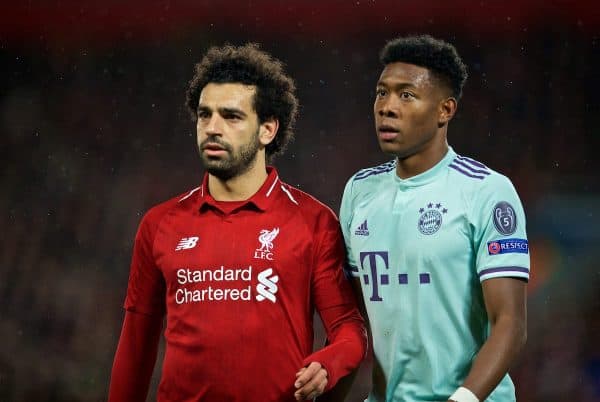 LIVERPOOL, ENGLAND - Tuesday, February 19, 2019: Liverpool's Mohamed Salah during the UEFA Champions League Round of 16 1st Leg match between Liverpool FC and FC Bayern München at Anfield. (Pic by David Rawcliffe/Propaganda)