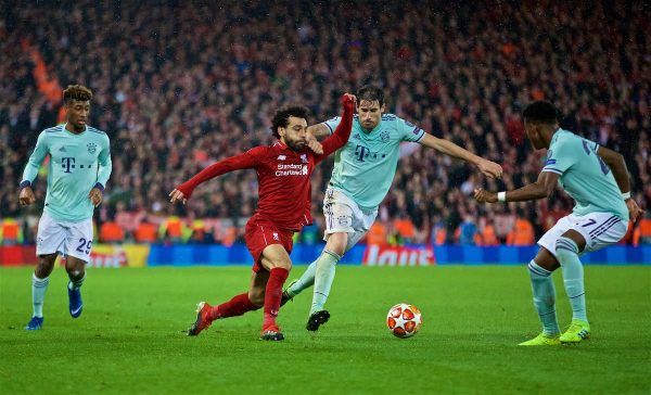 LIVERPOOL, ENGLAND - Tuesday, February 19, 2019: Liverpool's Mohamed Salah during the UEFA Champions League Round of 16 1st Leg match between Liverpool FC and FC Bayern München at Anfield. (Pic by David Rawcliffe/Propaganda)