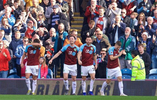 BURNLEY, ENGLAND - Saturday, February 23, 2019: Burnley's Ashley Barnes (#10) celebrates after scoring the second goal during the FA Premier League match between Burnley FC and Tottenham Hotspur FC at Turf Moor. (Pic by David Rawcliffe/Propaganda)