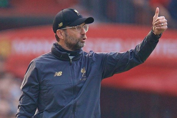 MANCHESTER, ENGLAND - Sunday, February 24, 2019: Liverpool's manager J¸rgen Klopp reacts during the FA Premier League match between Manchester United FC and Liverpool FC at Old Trafford. (Pic by David Rawcliffe/Propaganda)