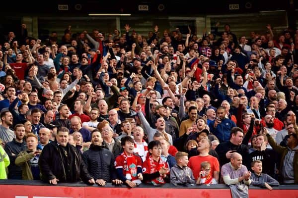 MANCHESTER, ENGLAND - Sunday, February 24, 2019: Liverpool supporters during the FA Premier League match between Manchester United FC and Liverpool FC at Old Trafford. (Pic by David Rawcliffe/Propaganda)