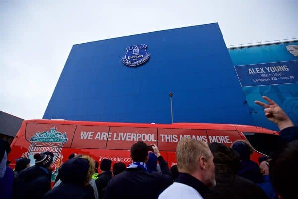 LIVERPOOL, ENGLAND - Sunday, March 3, 2019: The Liverpool team coach arrives before the FA Premier League match between Everton FC and Liverpool FC, the 233rd Merseyside Derby, at Goodison Park. (Pic by Paul Greenwood/Propaganda)