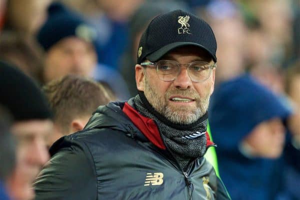 LIVERPOOL, ENGLAND - Sunday, March 3, 2019: Liverpool's manager Jürgen Klopp before the FA Premier League match between Everton FC and Liverpool FC, the 233rd Merseyside Derby, at Goodison Park. (Pic by Paul Greenwood/Propaganda)