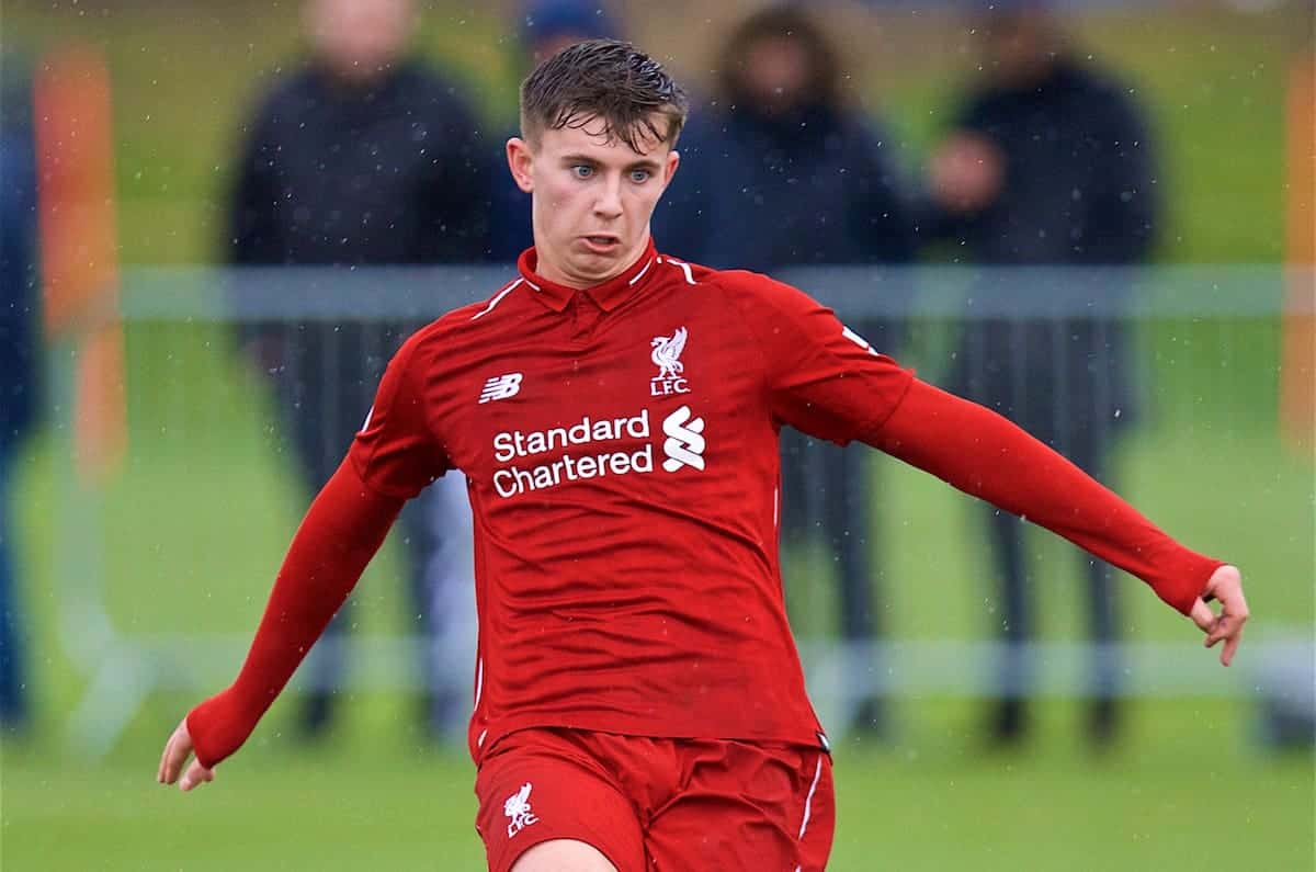 DERBY, ENGLAND - Friday, March 8, 2019: Liverpool's Ben Woodburn during the FA Premier League 2 Division 1 match between Derby County FC Under-23's and Liverpool FC Under-23's at the Derby County FC Training Centre. (Pic by David Rawcliffe/Propaganda)