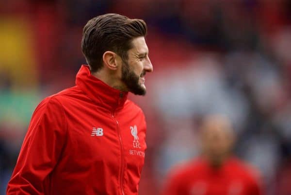 LIVERPOOL, ENGLAND - Saturday, March 9, 2019: Liverpool's Adam Lallana during the pre-match warm-up before the FA Premier League match between Liverpool FC and Burnley FC at Anfield. (Pic by David Rawcliffe/Propaganda)