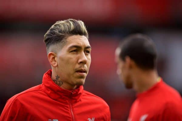 LIVERPOOL, ENGLAND - Saturday, March 9, 2019: Liverpool's Roberto Firmino during the pre-match warm-up before the FA Premier League match between Liverpool FC and Burnley FC at Anfield. (Pic by David Rawcliffe/Propaganda)