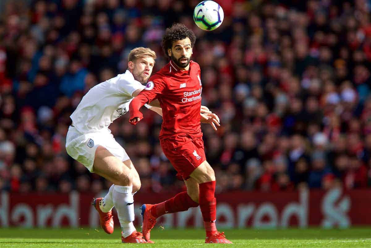 LIVERPOOL, ENGLAND - Saturday, March 9, 2019: Liverpool's Mohamed Salah during the FA Premier League match between Liverpool FC and Burnley FC at Anfield. (Pic by David Rawcliffe/Propaganda)