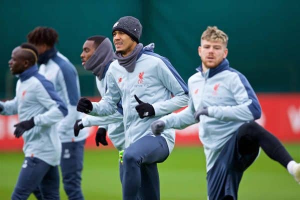 LIVERPOOL, ENGLAND - Tuesday, March 12, 2019: Liverpool's Fabio Henrique Tavares 'Fabinho' during a training session at Melwood Training Ground ahead of the UEFA Champions League Round of 16 1st Leg match between FC Bayern München and Liverpool FC. (Pic by Laura Malkin/Propaganda)