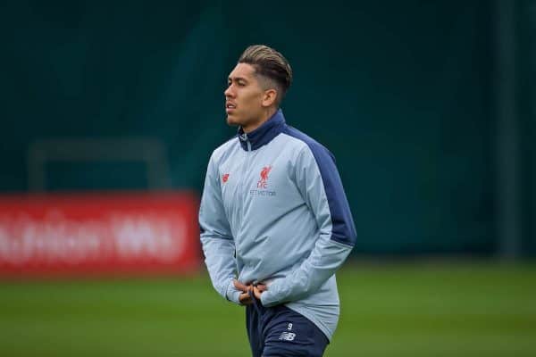 LIVERPOOL, ENGLAND - Tuesday, March 12, 2019: Liverpool's Roberto Firmino during a training session at Melwood Training Ground ahead of the UEFA Champions League Round of 16 1st Leg match between FC Bayern München and Liverpool FC. (Pic by Laura Malkin/Propaganda)