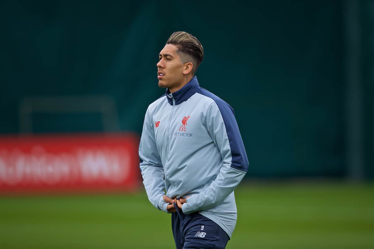 LIVERPOOL, ENGLAND - Tuesday, March 12, 2019: Liverpool's Roberto Firmino during a training session at Melwood Training Ground ahead of the UEFA Champions League Round of 16 1st Leg match between FC Bayern München and Liverpool FC. (Pic by Laura Malkin/Propaganda)