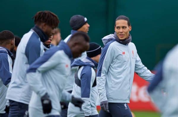 LIVERPOOL, ENGLAND - Tuesday, March 12, 2019: Liverpool's Virgil van Dijk during a training session at Melwood Training Ground ahead of the UEFA Champions League Round of 16 1st Leg match between FC Bayern München and Liverpool FC. (Pic by Laura Malkin/Propaganda)