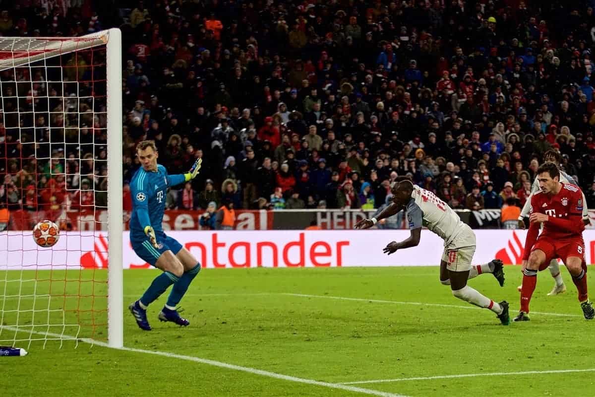 MUNICH, GERMANY - Wednesday, March 13, 2019: Liverpool's Sadio Mane scores the third goal during the UEFA Champions League Round of 16 2nd Leg match between FC Bayern M¸nchen and Liverpool FC at the Allianz Arena. (Pic by David Rawcliffe/Propaganda)