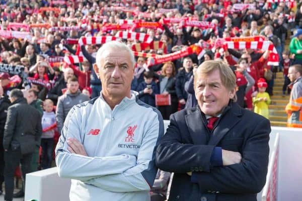 LIVERPOOL, ENGLAND - Saturday, March 23, 2019: Liverpool's assistant manager Ian Rush and manager Sir Kenny Dalglish during the LFC Foundation charity match between Liverpool FC Legends and Milan Glorie at Anfield. (Pic by Paul Greenwood/Propaganda)